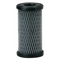 This activated carbon water filter cartridge features a woven construction and a 5-micron rating. It has a flow rate of 2.5 gpm and an overall height of 4-7/8 inches. The carbon filter media reduces chlorine, taste, and odor in point-of-use or point-of-entry drinking water systems.