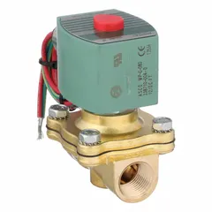 This 2-way, 2-position normally closed solenoid valve is designed for high-flow applications. It features a 1/2 in pipe size, 12V DC operation, and a watertight coil enclosure. Suitable for on/off control of liquids or gases in fluid handling systems.