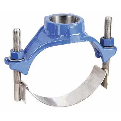 SMITH-BLAIR Saddle Clamp: For 7 3/4 in – 9 in Outside Dia, 1 Strap, 1 in NPT Outlet - Single-Strap Service Saddles