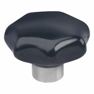 JW WINCO 7-Arm Knob with Threaded Hole, M10, Plastic with Stainless Steel Thread - 7-Arm Knobs with Threaded Hole
