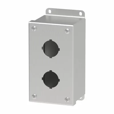 HOFFMAN Push Button Enclosure: 30mm, 2 Holes, 304 Stainless Steel - Enclosures for 30mm Operators