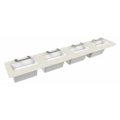 BRADLEY Wash Station: OmniDeck, Pebble Beach, Terreon, Sensor, 126 in Overall Lg - Four-Station Wall-Mounted Bathroom Sinks with Faucets