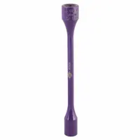 This 14 mm torque limiting socket stick is made of chrome molybdenum with a dark purple finish. Designed for use with 1/2 in air impact tools, it limits applied torque to prevent over-tightening during fastening tasks in vehicle maintenance and industrial assembly