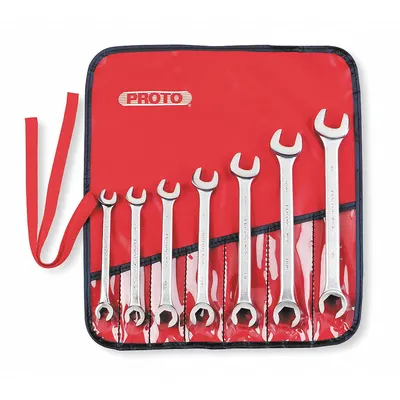 PROTO Flare Nut Wrench Set: Alloy Steel, Satin, 7 Tools - SAE, Double End, Standard-Head, 6-Point Flare Nut Wrench Sets