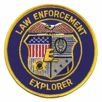 HEROS PRIDE Embroidered Patch: Law Enforcement Explorer, 4 in, Blue, Plastic, Sew-On, Shoulder (MPN 5283)