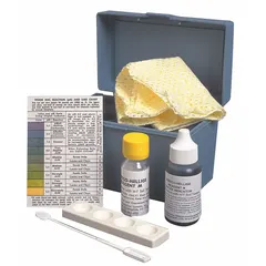 Soil pH test kit for measuring acidity in soil samples. Provides a straightforward method to assess pH levels, supporting soil management and crop growth decisions.