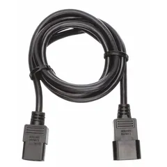 6 ft electronic equipment power cord with C14 plug and C13 receptacle. SJT PVC jacket, 3/18 conductor, rated 10 A at 125 V AC. Connects devices with C14 inlet to C13 receptacle.