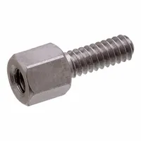 Male x female jack screw with #4-40 thread size, 15/16 in length, and 3/16 in hex width. Made of steel with a hex head. Supplied in a 25-piece pack. Used for aligning and securing electronic panels, PCBs, or modules in rack-mount enclosures and industrial control cabinets