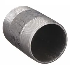Schedule 40 welded steel pipe nipple with 1/2 in nominal size, 7 in length, and male NPT threads on both ends. Rated for 300 psi at 150°F. Used to connect threaded fittings or valves in low-pressure plumbing, compressed air, and water systems.