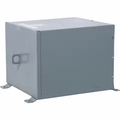 This SQUARE D dry type distribution transformer steps down 480V AC input to 120V AC output for powering lighting, control circuits, and low-voltage equipment. It features aluminum windings and is designed for floor mounting in indoor commercial and industrial installations.