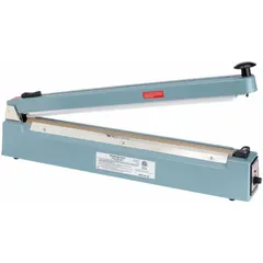 The MIDWEST PACIFIC MP-20C is a tabletop impulse heat sealer designed for sealing poly bags and plastic films in industrial packaging applications. It offers a maximum seal length of 20 inches, a seal width of 2.5 mm, and can handle material thicknesses up to 6 mil. This model provides consistent sealing for light to medium-duty packaging tasks.
