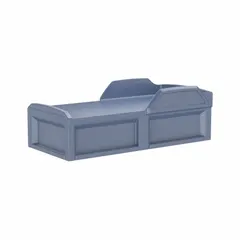 No-storage bed frame made of polyethylene in midnight blue. Overall dimensions: 80 in length, 36 in width, 27 in height. Suitable for institutional settings such as hospitals, care facilities, or dormitories.