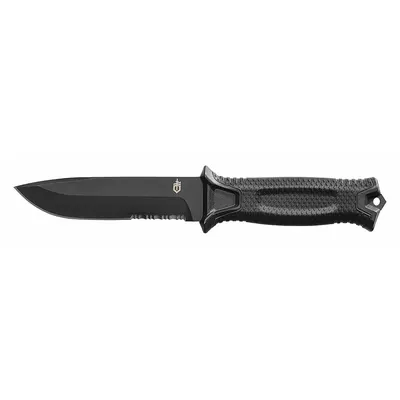GERBER Fixed Blade Knife: Serrated, 9 3/4 in Overall Lg, Steel, Rubber - General Purpose Knives