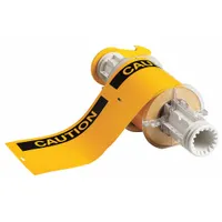 Pre-Cut Label Stock Roll: Caution, CAUTION Header, 4 in x 6 in, 6 in x 4 in, Vinyl, Yellow (MPN 130761)