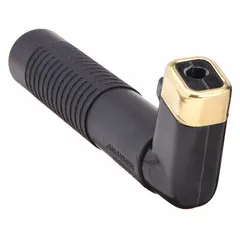 Heavy-duty twist-style electrode holder for stick welding (SMAW). Accepts electrodes up to 1/4 in diameter and 3/0 wire gauge. Features steel holder jaws and a ball point screw cable connection. Rated for 400 A max amperage.