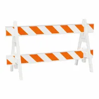 PLASTICADE Traffic Barricade: 28 in Overall Ht, 28 in x 28 in, Engineer, Barricade, Reflective, Sand (MPN 200-A8EG)