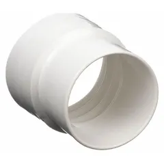 PVC duct hose connector with 2 1/4 in outside diameter and 3 1/2 in overall length. Used to join or terminate flexible ducting in ventilation, fume extraction, and combustion air systems.
