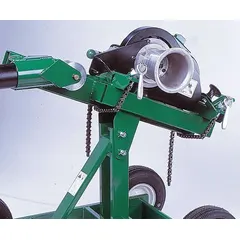This wheeled adapter package is designed for use with cable pulling equipment to route electrical cables through conduit or trays. It features a 5 ft boom length and weighs 363 lb. The wheeled base provides mobility on job sites.