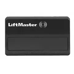 Portable radio transmitter for open-close operation of garage door operators. Suitable for indoor and outdoor use. Powered by lithium battery.