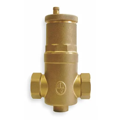 BELL & GOSSETT Air Separator: Brass Body, For Water, 1 1/4 in Female NPT, Horizontal, 150 psi Max. - Inline Air Separators