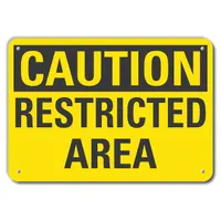 Reflective Restricted Area Caution Sign: Aluminum, Mounting Holes Sign Mounting, Engineer Grade (MPN LCU3-0238-RA_14x10)