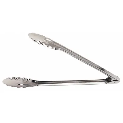 CRESTWARE 16 in Stainless Steel Scalloped Tongs, 0.8 mm Gauge, Silver (HDT16)