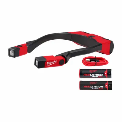 MILWAUKEE Neck Light Kit: Rechargeable, 400 lm Max. Brightness, 8 hr Max Run Time - Rechargeable Necklamps