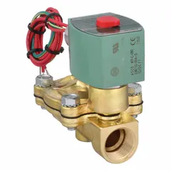 This 2-way, 2-position normally closed solenoid valve from REDHAT features a 3/4 in pipe size and operates on 12V DC. The watertight coil enclosure makes it suitable for applications requiring protection from moisture. Designed for high-flow on/off control of compatible fluids such as water, air, and light oils.