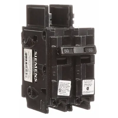 SIEMENS Miniature Circuit Breaker: 50 A Amps, 120/240V AC, 2 Poles - BQ & BQH Series, Bolt-On Siemens Miniature Circuit Breakers