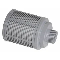 This muffler is designed for air-operated double-diaphragm (AODD) pumps to reduce exhaust noise. It features a polypropylene housing and a 1 in NPT thread connection. Compatible with Dayton brand AODD pumps. Suitable for industrial fluid-handling systems requiring exhaust silencing.