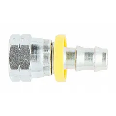 Steel barbed hydraulic hose fitting for -12 dash size hose (3/4 in I.D.). Features SAE x Hose Barb connection type with female x male gender. Used to connect hose to SAE threaded ports in fluid power systems for oil, fuel, or coolant lines.