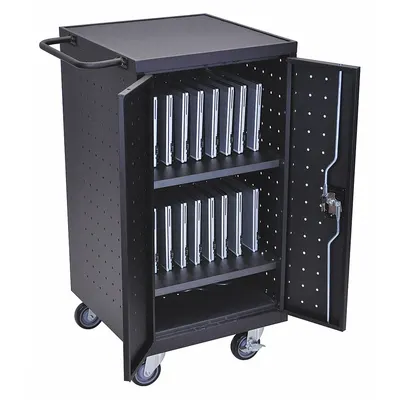 LUXOR Technology Charging Station: Laptops, Black, 39 3/4 in Overall Ht, 25 in Overall Wd - Charging Carts
