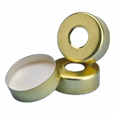 QORPAK 20 mm Yellow PTFE-Lined Septa Crimp Cap, Non-Vented - Discs & Septa