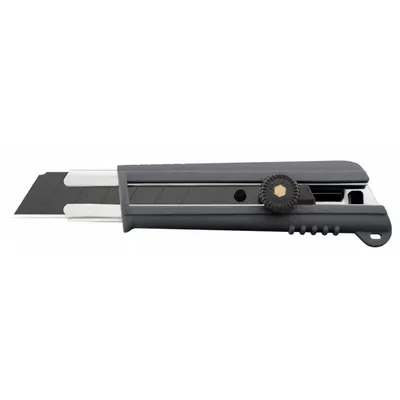 OLFA Snap-Off Utility Knife: 7 in Overall Lg, Rubberized, 7 Segments, 0 Blades Stored - 25mm Blade Snap-Off Knives