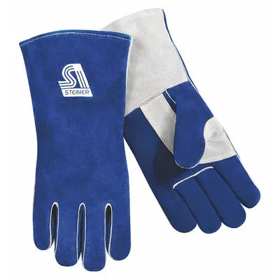 STEINER Cowhide,Stick Welding Gloves,L,PR1: Wing Thumb, Gauntlet Cuff, Premium - Stick Welding Gloves with Cowhide Leather Palm