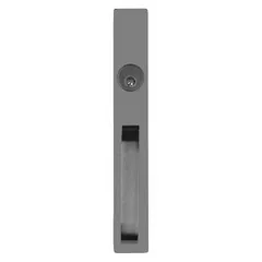 This DETEX mechanical exit device trim is a pull-style trim for exit push bars, constructed of aluminum with a silver finish. It is designed for use on doors up to 48 inches wide in commercial or industrial egress applications. The trim provides a non-locking pull for safe door operation and is not ADA compliant.