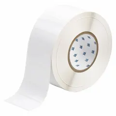 This precut label roll measures 1 1/4 in x 2 3/4 in and is made of polyester with a permanent adhesive. It is designed for use with the BBP12 printer series. Typical applications include asset tagging, cable marking, and safety signage in industrial environments.