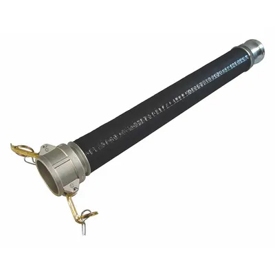 BOSTON Material Hose: 4 in Hose Inside Dia., 20 ft Hose Lg, 75 psi, 4 in x 4 in Fitting Size - Rubber Blend Material-Handling Hose Assemblies with SBR Cover
