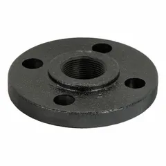 Cast iron flange kit designed for connecting piping to vertical booster pumps. Includes gasket for leak-resistant sealing. Features 1-1/4 in NPT connections and four mounting holes.