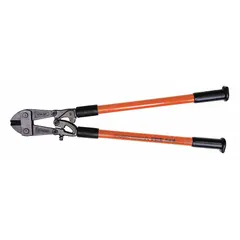 Heavy-duty bolt and chain cutters with fiberglass handles, designed for cutting soft steel and medium steel up to 1/2 in diameter. Orange finish. Suitable for cutting rebar, bolts, and chain in construction, electrical, and industrial maintenance applications.