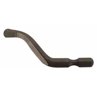 High-speed steel deburring blade for removing burrs and sharp edges from wood. Suitable for right-hand and left-hand use in manual deburring operations. Blade trade number B20