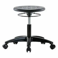 APPROVED VENDOR Polyurethane Lab Stool, Black, 13 in Seat, 15 1/2-20 1/2 in Height, Fiberglass Base, 5 Casters
