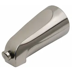 This BRASSCRAFT bathtub spout features a pull-out diverter to direct water flow between the tub spout and a showerhead. It has a slip-fit connection and a 5-1/8 in spout reach. Constructed of brass with a satin nickel finish, it is suitable for residential and light commercial plumbing installations.