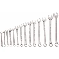 KLEIN TOOLS Combination Wrench Set: Alloy Steel, Nickel Chrome, 14 Tools, 15° Head Offset Angle (MPN 68406)