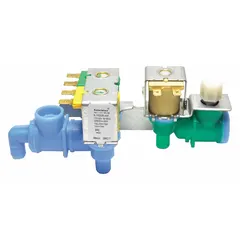 This ice machine water valve controls water flow into commercial ice makers, ensuring proper fill levels for ice production. It is a replacement part for assorted brand ice machines, commonly used in food service and hospitality settings.