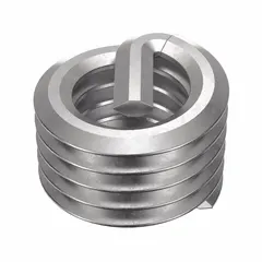 Free-running tanged helical insert for creating or repairing internal threads in metal. M5-0.80 metric coarse thread, 18-8 stainless steel. Supplied in a 100-piece pack. Commonly used in automotive, aerospace, and industrial maintenance applications.