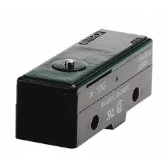 Pin plunger snap-action switch from the OMRON Series X with 1NO/1NC contact configuration. Screw electrical connection. AC contact rating 2 A at 250 V. Used for position sensing and limit control in industrial automation and machinery.