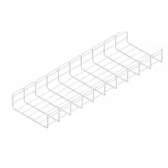 This straight section wire mesh tray is used for supporting and routing electrical cables in commercial, industrial, and data center installations. Constructed from steel with a zinc-plated finish, it measures 12 inches wide, 4 inches high, and 10 feet long, with a weight of 126 lb. The open mesh design promotes airflow and simplifies cable management.