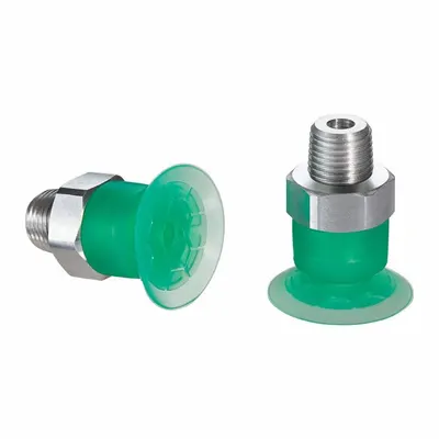 SCHMALZ Vacuum Pad Assembly: Flat, 1/4 in NPT Vacuum Port, 21 mm Pad Dia - Flat Type Food-Safe Film & Paper Vacuum Pad Assemblies