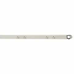 This 6 ft nonmetallic prewired outlet raceway strip is constructed of white PVC with dimensions of 1 3/8 in width by 1 1/16 in height. It features 12 NEMA 5-20R outlets on a single circuit with an integrated on/off switch, providing a ready-to-install power distribution solution for workshops, labs, and production areas.